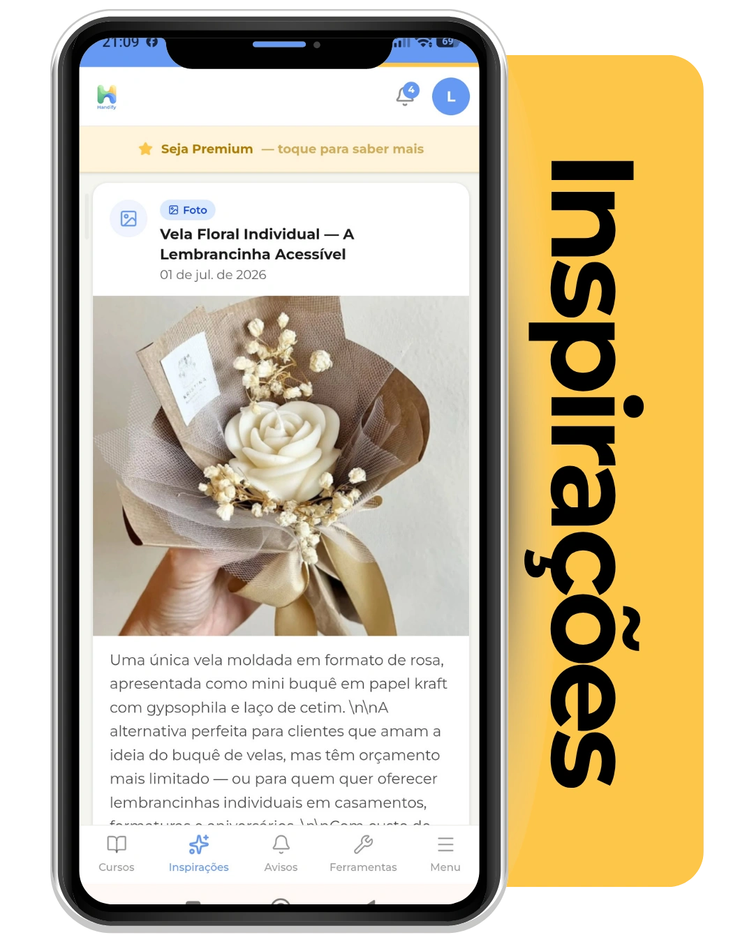Biblioteca de inspirações Handify com ideias de buquês